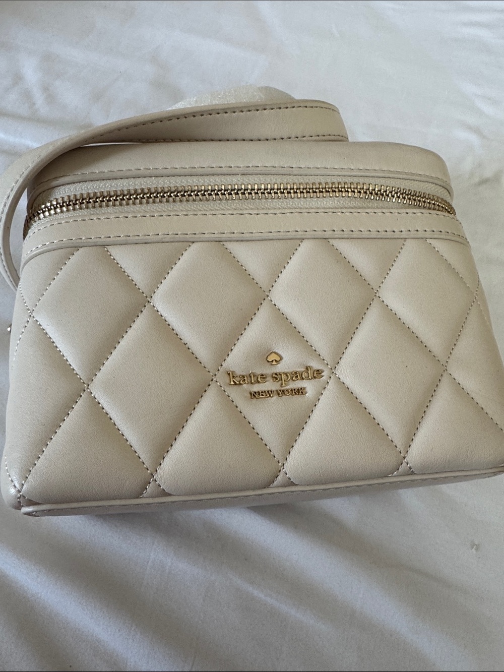kate spade Quilted Cream Crossbody with Gold Hardware